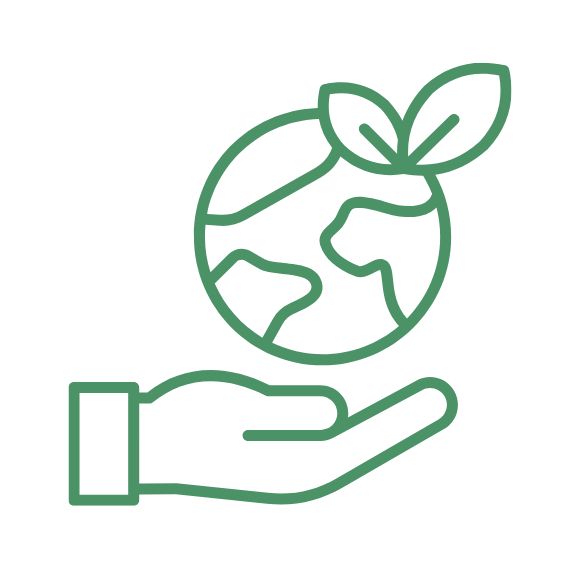 Icon auf der Hand schwebt das Symbol für die Welt