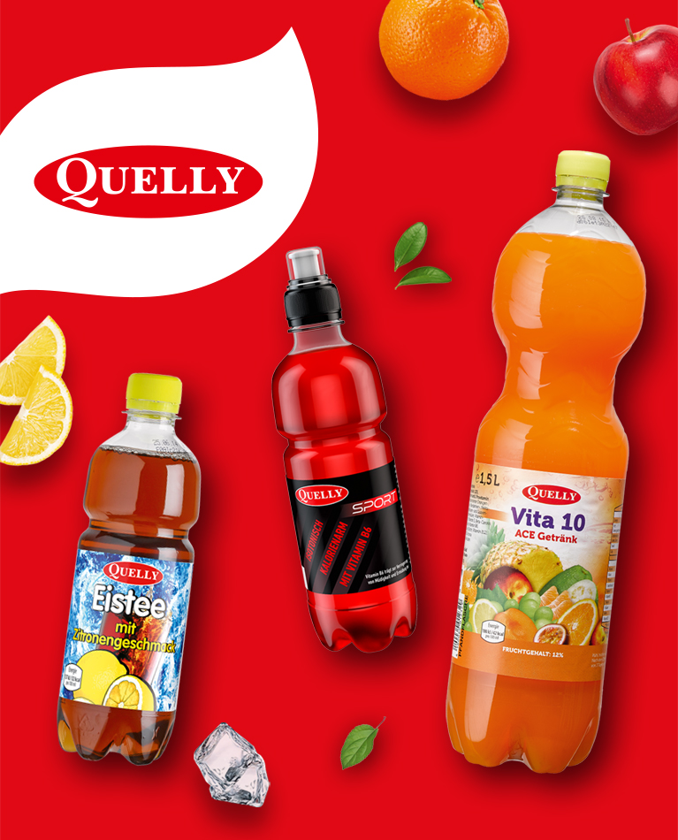 Quelly Sportgetränke, Saft, Eistee, ACE Getränk